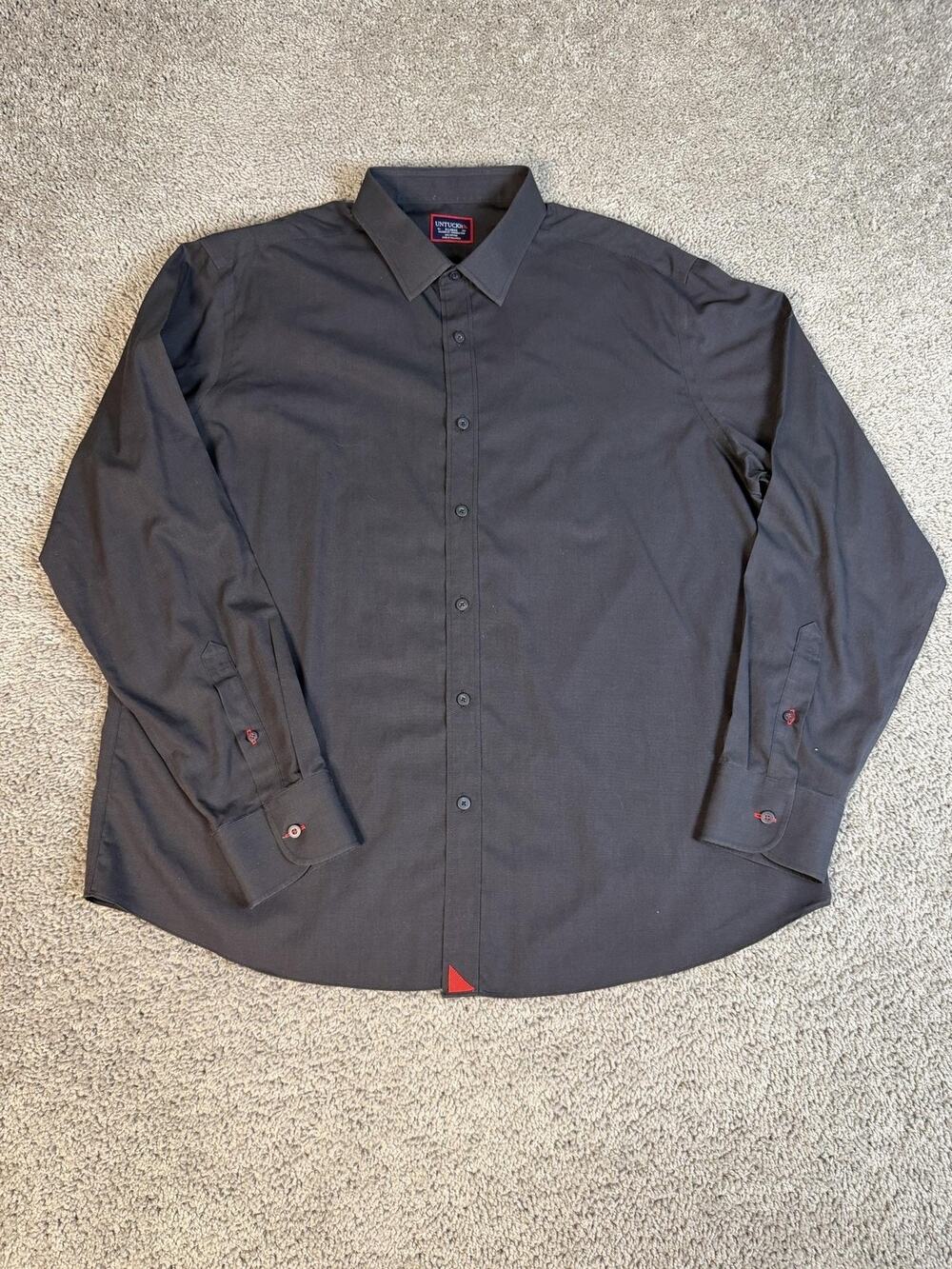 UNTUCKit Shirt Mens XL Black Long Sleeve Button Up Relaxed Wrinkle Resistant